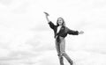 cheerful child singer singing in microphone music style, vocal Royalty Free Stock Photo