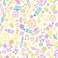Cheerful childlike seamless pattern Royalty Free Stock Photo