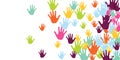 Cheerful children handprints art therapy concept background design. Royalty Free Stock Photo