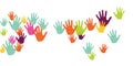 Cheerful children handprints art therapy concept vector illustration. Royalty Free Stock Photo