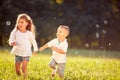 Cheerful children running together Royalty Free Stock Photo