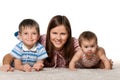 Cheerful children with smiling mother Royalty Free Stock Photo