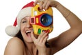 The cheerful christmas photographer