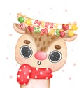 Cheerful Christmas Reindeer with Adornments Hanging from Antlers