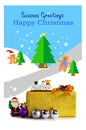 Cheerful at Christmas time with santa and gift box with snow,wallpaper,card