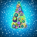 Cheerful Christmas tree greeting card