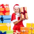 Cheerful Christmas woman with presents
