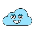 Cheerful cloud emoji outline illustration