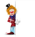 Cheerful clown and white background