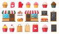 A cheerful collection of bakery-related cartoon illustrations, i Royalty Free Stock Photo