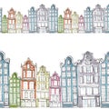 Cheerful colored Amsterdam houses on white background