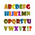 Cheerful colored English alphabet. Vector illustration. Set of letters.