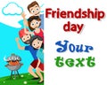 Cheerful company of friends outdoors. Friendship day, place for text