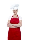 Cheerful confident female chef Royalty Free Stock Photo