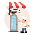 Cheerful cook Italian vector illustration.