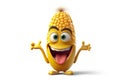 Cheerful Corn Cartoon Character on Transparent Background. AI