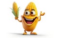 Cheerful Corn Cartoon Character on Transparent Background. AI