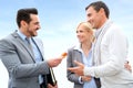 Cheerful couple getting home keys