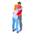 Cheerful couple meet icon isometric vector. Lovely people