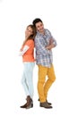 Cheerful couple staning isolated