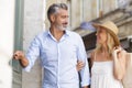 cheerful couple in town doing shopping Royalty Free Stock Photo