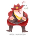 Cheerful Cowboy Santa Claus in Western Christmas Illustration