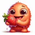 Cheerful Creature with Juicy Strawberry