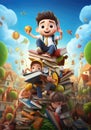 Cheerful Crew. Whimsical 3D Character Poster Highlighting the Joyful Moments of Friends as they Prepare for School