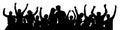 Cheerful crowd people silhouette. Kiss of young couple