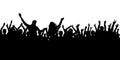 Cheerful crowd silhouette background. Party people, applaud. Fans dance concert, disco Royalty Free Stock Photo