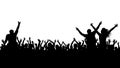 Cheerful crowd silhouette. Party people, applaud. Fans dance concert, disco Royalty Free Stock Photo