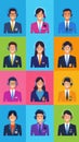 Cheerful customer support workers depicted as flat vector avatars in vibrant colors.