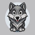 cheerful cute cartoon little wolf vector illustration