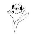 Cheerful cute cat doodle icon. Cute pets vector art Royalty Free Stock Photo