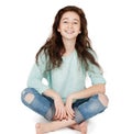 cheerful cute teen girl 17-18 years, isolated on a white background Royalty Free Stock Photo