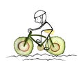 Cheerful cyclist on a bike vegetable Royalty Free Stock Photo