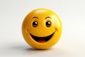 Cheerful 3D smile emoji on white backdrop