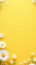 Cheerful daisy banner on sunny yellow backdrop Royalty Free Stock Photo