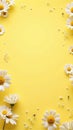 Cheerful daisy banner on sunny yellow backdrop Royalty Free Stock Photo
