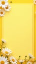 Cheerful daisy banner on sunny yellow backdrop Royalty Free Stock Photo