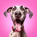 Cheerful Dalmatian Dog With Playful Expression On Solid Color Background