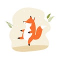 A cheerful dancing cute fox. Vector illustration