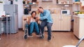 Cheerful disabled woman in wheelchair Royalty Free Stock Photo