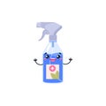 Cheerful disinfectant with cute childish face, cartoon flat vector illustration isolated on white background. Royalty Free Stock Photo