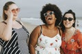 Cheerful diverse plus size women at the beach Royalty Free Stock Photo