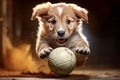 Cheerful Dog catching ball. Generate ai Royalty Free Stock Photo