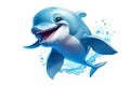 Cheerful Dolphin Cartoon Character on Transparent Background. AI