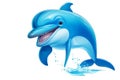 Cheerful Dolphin Cartoon Character on Transparent Background. AI