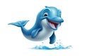 Cheerful Dolphin Cartoon Character on Transparent Background. AI