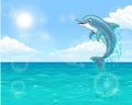 Cheerful dolphin in summer sea Royalty Free Stock Photo